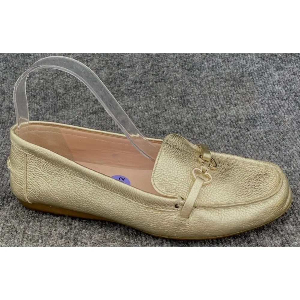 Kate Spade Bergman Gold Metallic Leather Loafers Women’s Size 8.5 Slip On Flats